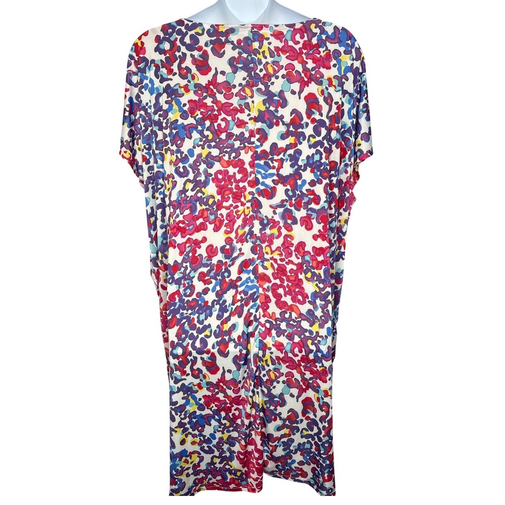 Queen Size Womens Multicolor Leopard Print Kaftan Dress One Size Art To Wear Mod - Picture 2 of 7